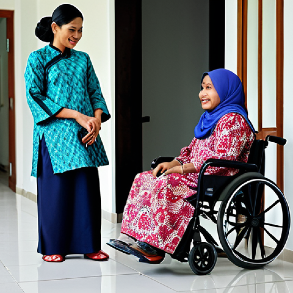 Rehabilitation Counselor**

"A professional rehabilitation counselor in a modest, culturally appropriate outfit (e.g., baju kurung or kebaya), assisting a person with a disability at a rehabilitation center in Malaysia, fully clothed, appropriate attire, safe for work, perfect anatomy, natural proportions, professional photography, high quality, modest, family-friendly."

**
